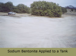 Sodium bentonite applied to a tank